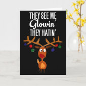 Funny Reindeer “they See Me Glowin’ They Hatin’” C Kaart (Gele Bloem)