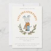 Funny Reindeer Ugly Sweater Kerstparty nodigt uit Feestdagenkaart (Voorkant)