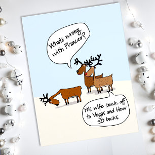 Funny Reindeer Vegas Kerstvakantie Briefkaart
