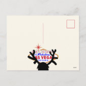 Funny Reindeer Vegas Kerstvakantie Briefkaart (Achterkant)