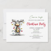 Funny Reindeer Watercolor Christmas Party Card Kaart (Voorkant)