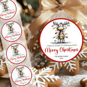 Funny reindeer whimsical holiday sticker design