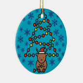 Funny Reindeer with Plug and Christmas Light Tree Keramisch Ornament (Rechts)