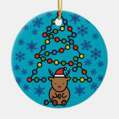 Funny Reindeer with Plug and Christmas Light Tree Keramisch Ornament (Voorkant)