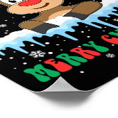 Funny Reindeer Xmas familie Merry Kerstmis Poster (Hoek)