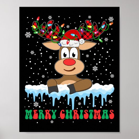 Funny Reindeer Xmas familie Merry Kerstmis Poster (Voorkant)