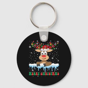Funny Reindeer Xmas familie Merry Kerstmis Sleutelhanger