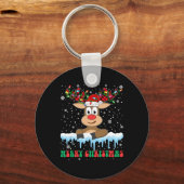 Funny Reindeer Xmas familie Merry Kerstmis Sleutelhanger (Voorkant)
