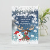 Funny reinder Santa Kerstfeestfeest Inv Kaart (Staand voorkant)