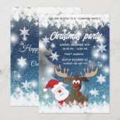 Funny reinder Santa Kerstfeestfeest Inv Kaart (Voorkant / Achterkant)