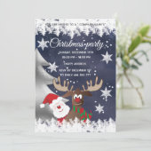 Funny reinder Santa Kerstfeestfeest Inv Kaart (Staand voorkant)