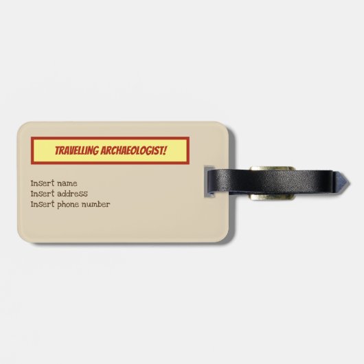Funny reizend archeoloog bagagelabel (Achterkant horizontaal)