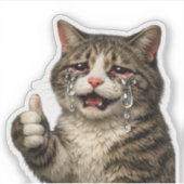 Funny Relatable Crying Kitty Meme Sticker (Voorkant)