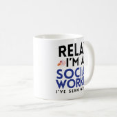 Funny Relax I m a Social Worker Coffee Mok MSW Gif (Voorkant rechts)