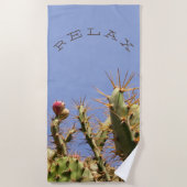 Funny Relax on Tropical Cactus Photo Custom Text Strandlaken (Voorkant)