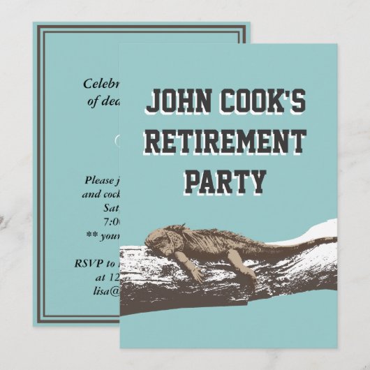 Funny Relaxed Iguana Retirement Party Kaart (Voorkant / Achterkant)