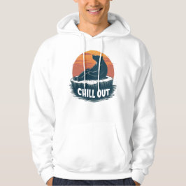 Funny Relaxing Bear On Stump Camping Sunset Art Hoodie