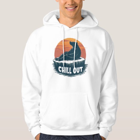 Funny Relaxing Bear On Stump Camping Sunset Art Hoodie (Voorkant)