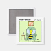 Funny Relaxing Bee Best Buds Gardening Cartoon Magneet (Voorkant / Achterkant)