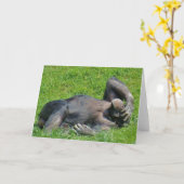 Funny Relaxing Chimpanzee Animal Photo Kaart (Gele Bloem)