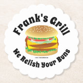 Funny Relish Your Buns Hamburger Kartonnen Onderzetters (Voorkant)