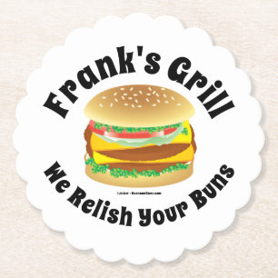 Funny Relish Your Buns Hamburger Kartonnen Onderzetters