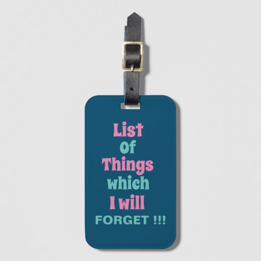 Funny Reminder voor Forgetful People Bagagelabel (Voorkant (verticaal))