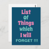 Funny Reminder voor Forgetful People Briefkaart (Voorkant / Achterkant)