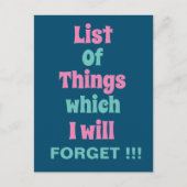 Funny Reminder voor Forgetful People Briefkaart (Voorkant)