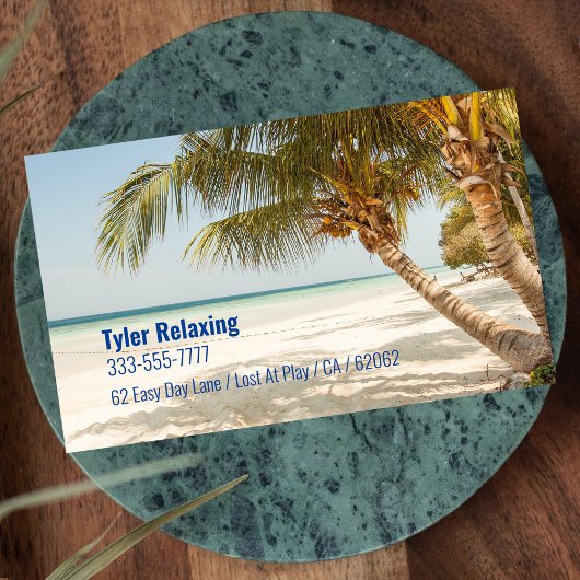 Funny Remoe, Beach & Palms, Professional Gag Visitekaartje