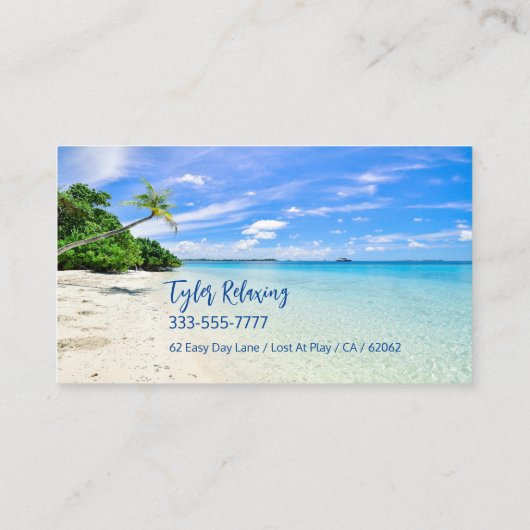 Funny Remoe, Beach & Palms, Professional Gag Visitekaartje (Achterkant)