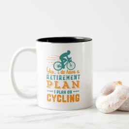 Funny Remoe Cyclist Retirement Plan Cycling Tweekleurige Koffiemok