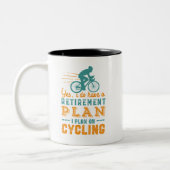 Funny Remoe Cyclist Retirement Plan Cycling Tweekleurige Koffiemok (Links)
