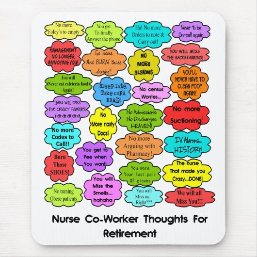 Funny Remoe Nurse Gifts Co-Worker Thoughts Muismat (Voorkant)