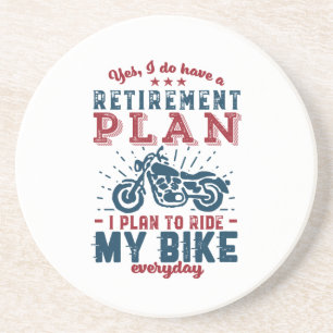 Funny Remoer Retirement Plan Ride My Bike Zandsteen Onderzetter
