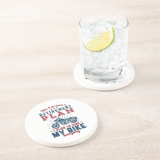 Funny Remoer Retirement Plan Ride My Bike Zandsteen Onderzetter (Zijkant)