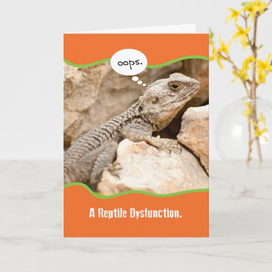 Funny Reptile Dysfunction Belated Birthday Kaart (Gele Bloem)