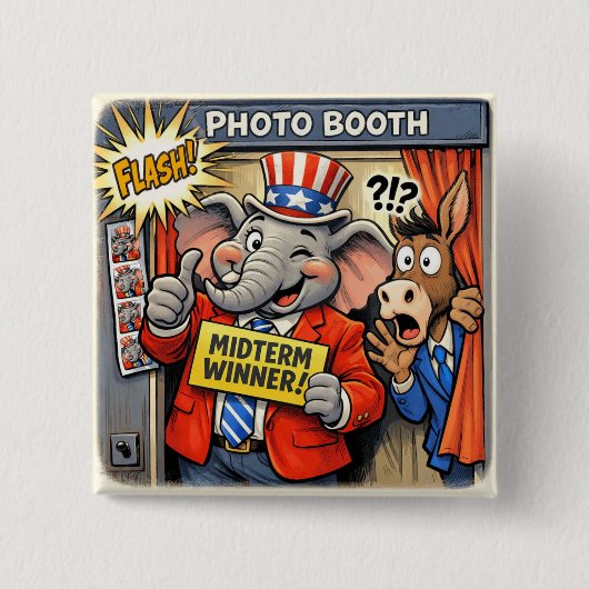 Funny Republican Elephant Mid-Term Election Button (Voorkant)