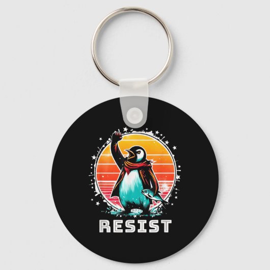 Funny Resist Shirt Weersta Pinguïns Protest Tegen Sleutelhanger (Voorkant)