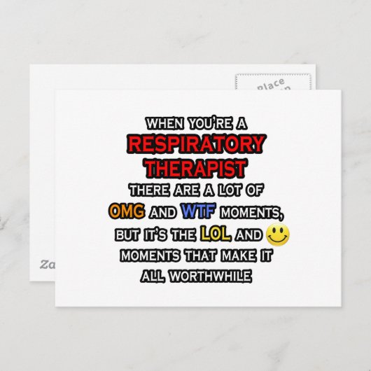 Funny Respiratory Therapist ... OMG WTF LOL Briefkaart (Voorkant / Achterkant)