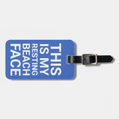 Funny Resting Beach Face | Blauw reizen Bagagelabel (Voorkant horizontaal)