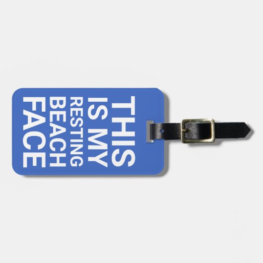 Funny Resting Beach Face | Blauw reizen Bagagelabel (Voorkant horizontaal)