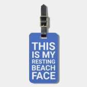 Funny Resting Beach Face | Blauw reizen Bagagelabel (Voorkant verticaal)