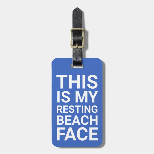 Funny Resting Beach Face | Blauw reizen Bagagelabel (Voorkant verticaal)