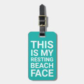 Funny Resting Beach Face | Blauwgroen reizen Bagagelabel (Voorkant verticaal)