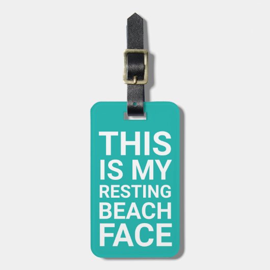Funny Resting Beach Face | Blauwgroen reizen Bagagelabel (Voorkant verticaal)