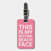 Funny Resting Beach Face | Roze reizen Bagagelabel (Voorkant verticaal)
