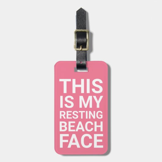 Funny Resting Beach Face | Roze reizen Bagagelabel (Voorkant verticaal)