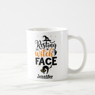 Funny Resting Witch Face Halloween gepersonaliseer Koffiemok