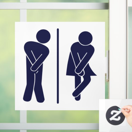 Funny Restroom Sign. Raamsticker (Huis)